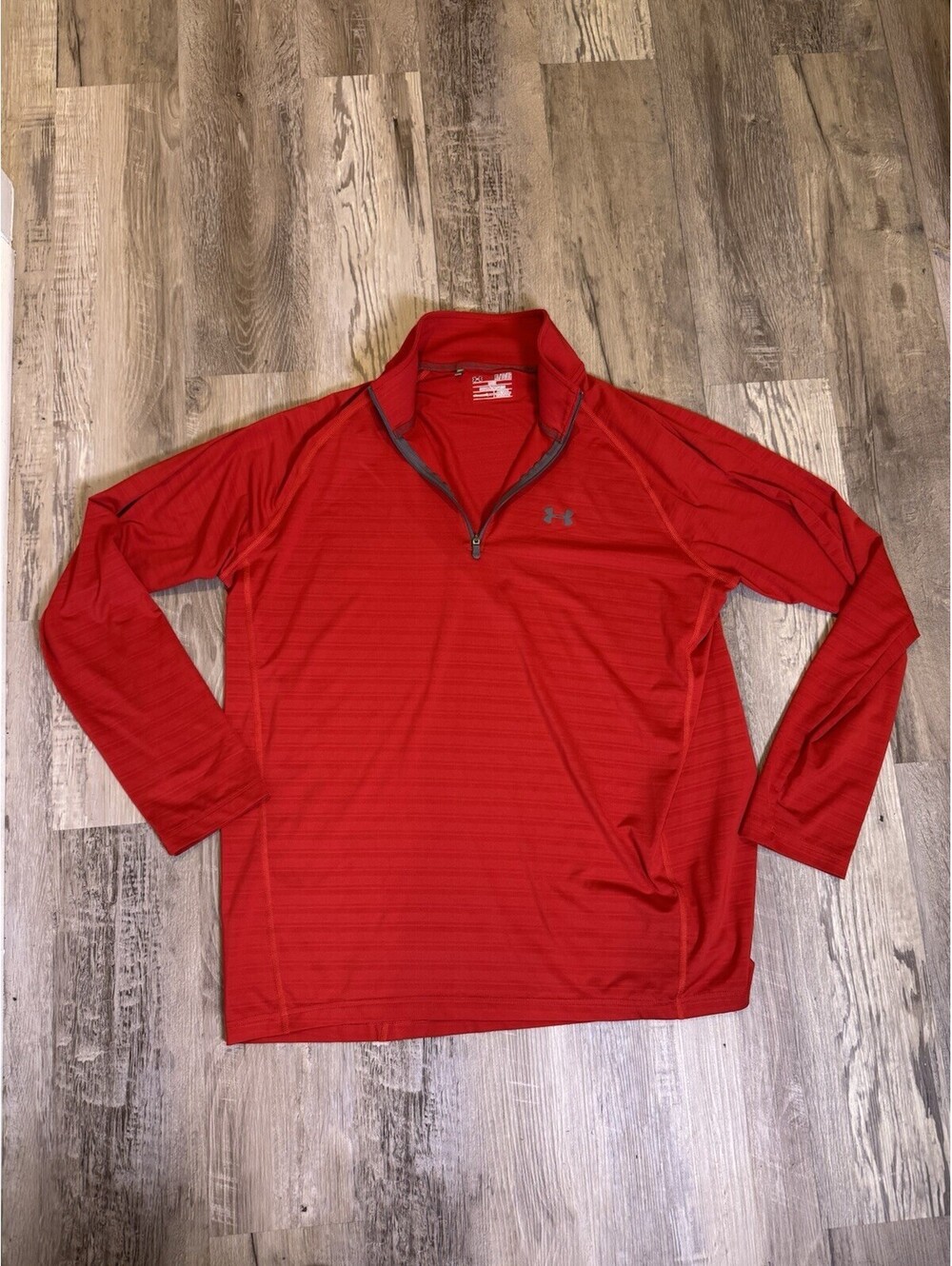 Under Armour Men's Playoff Golf 1/4 Zip Pullover Red Black Stripe Loose Fit XL